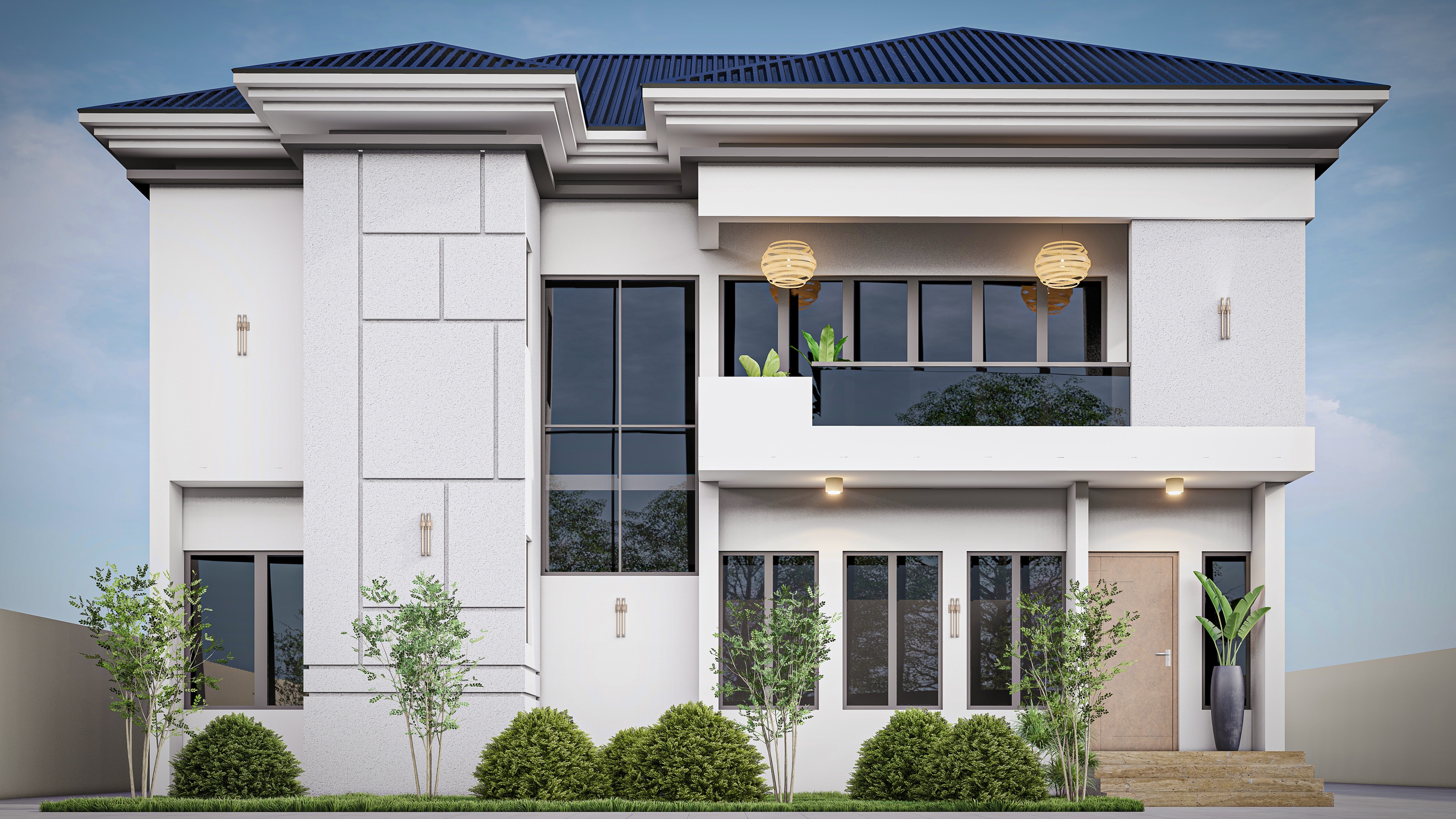 Front elevation of Aveo's Mekenge Layout residential design
